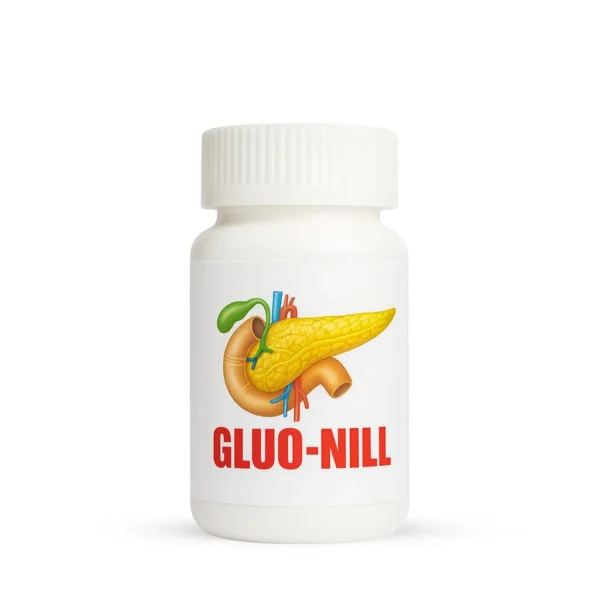 Glou Nill – German Nutrition medicine for blood sugar control, two bottles, designed to support balanced glucose levels and diabetes management.