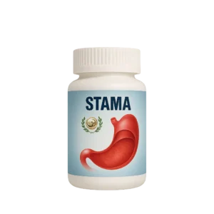 Stama – German Nutrition medicine for digestive health, two bottles, designed to support gut wellness and improve stomach function.